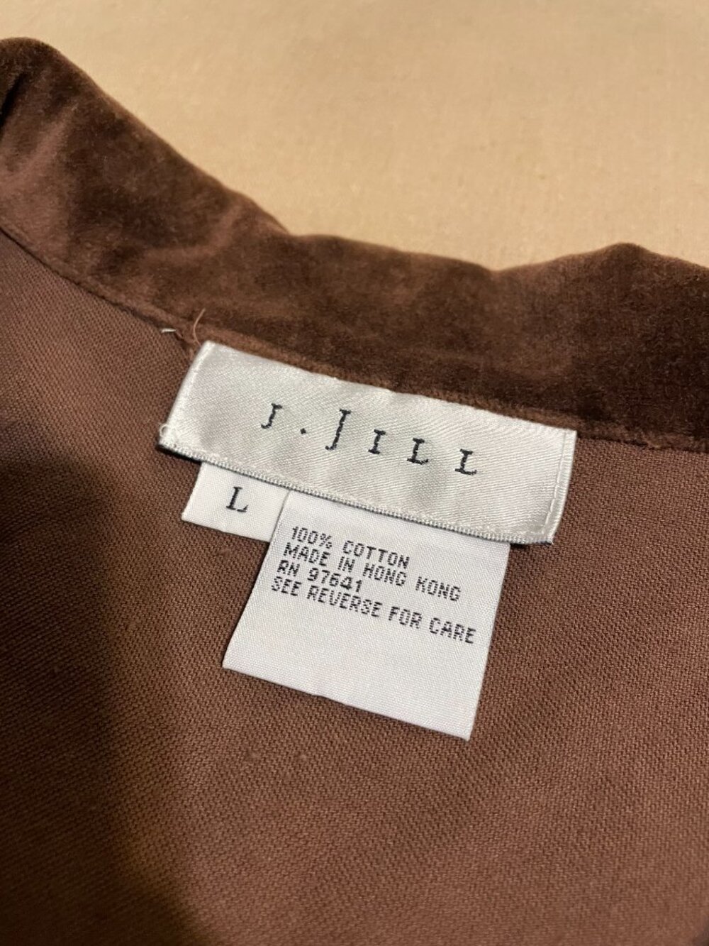 Vintage 1990s J. Jill Jacket Brown Velvet Size L Retro Coastal Cowgirl Layers - Picture 5 of 7